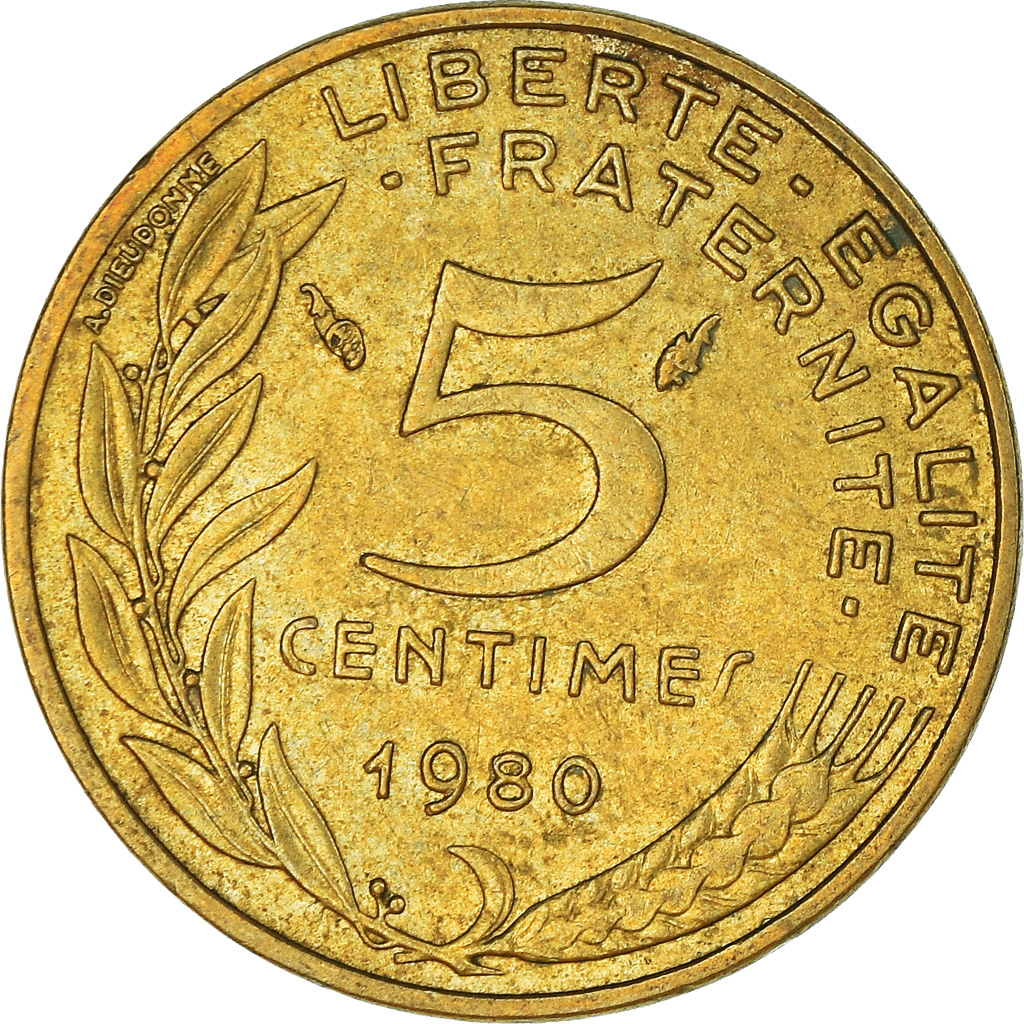 Moneda, Francia, 5 Centimes, 1980