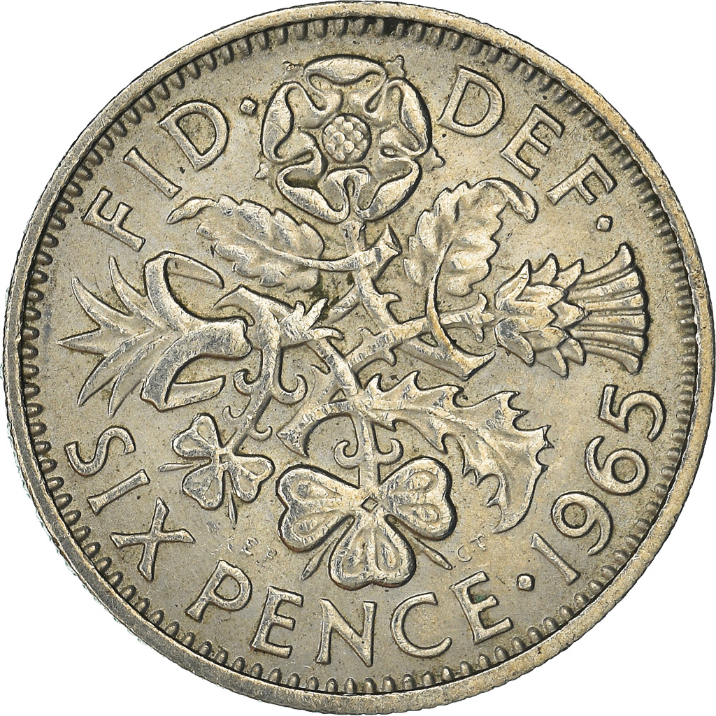 Moneda, Gran Bretaña, 6 Pence, 1965
