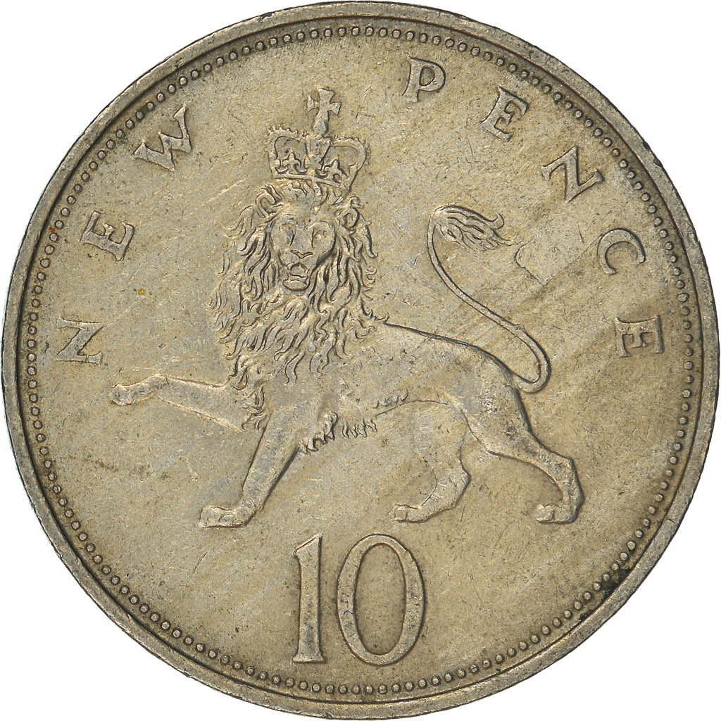 Moneda, Gran Bretaña, 10 New Pence, 1970