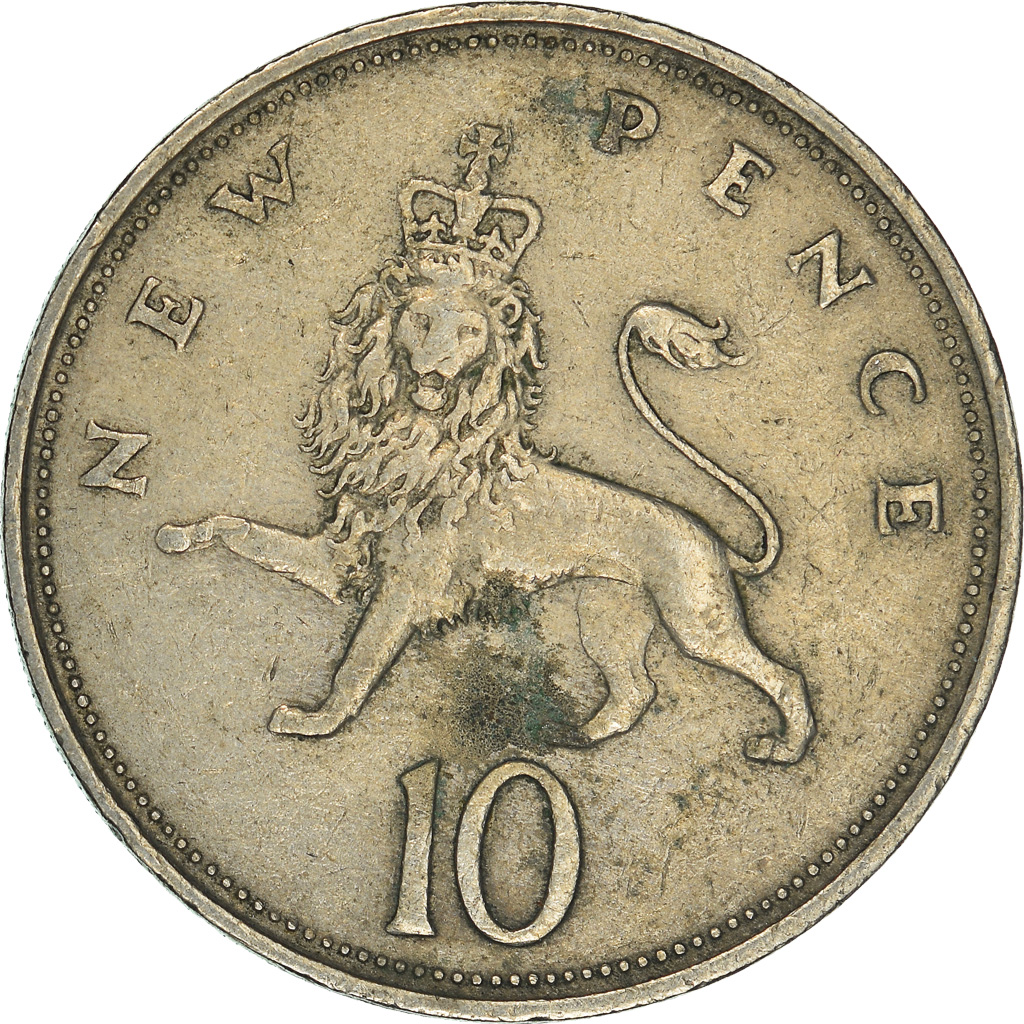 Moneda, Gran Bretaña, 10 New Pence, 1968