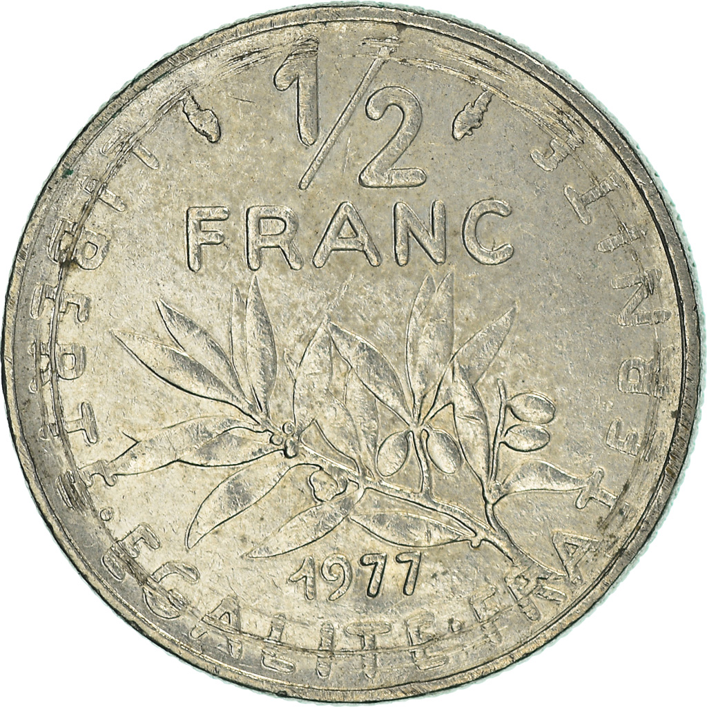 Moneda, Francia, 1/2 Franc, 1977