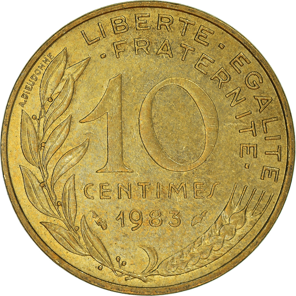 Moneda, Francia, 10 Centimes, 1983