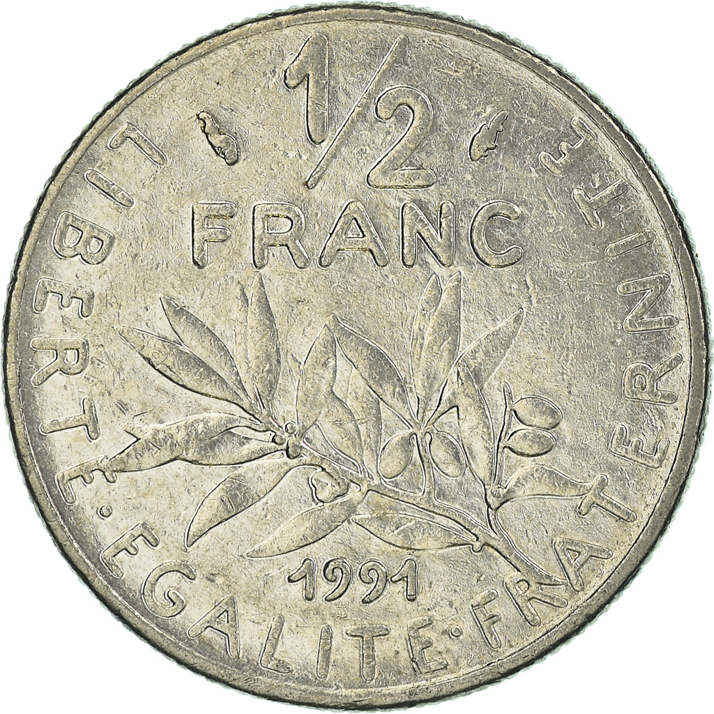 Moneda, Francia, 1/2 Franc, 1991