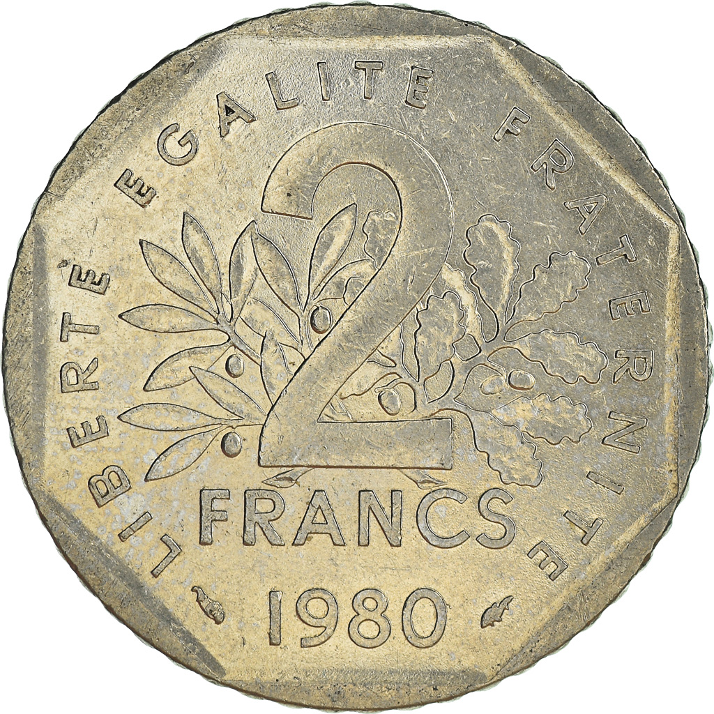 Moneda, Francia, 2 Francs, 1980