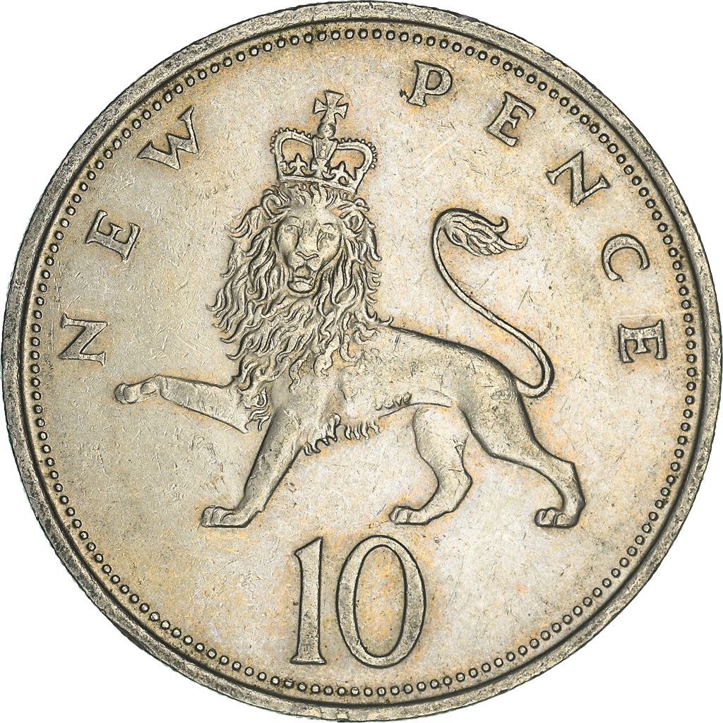 Moneda, Gran Bretaña, 10 New Pence, 1969