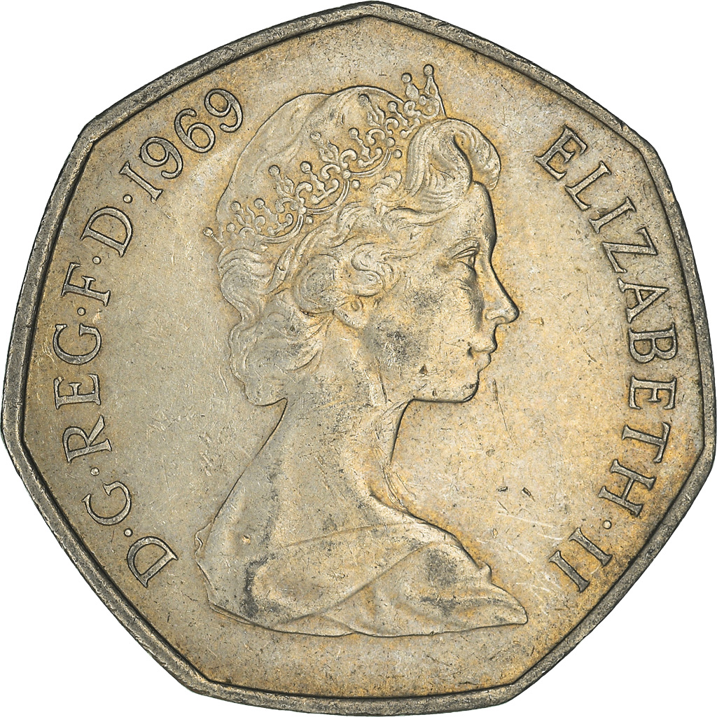 Moneda, Gran Bretaña, 50 New Pence, 1969