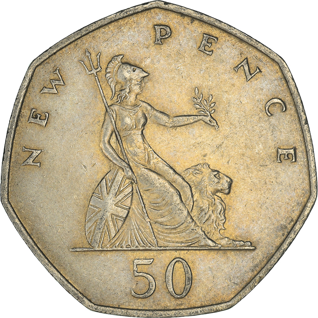 Moneda, Gran Bretaña, 50 New Pence, 1969