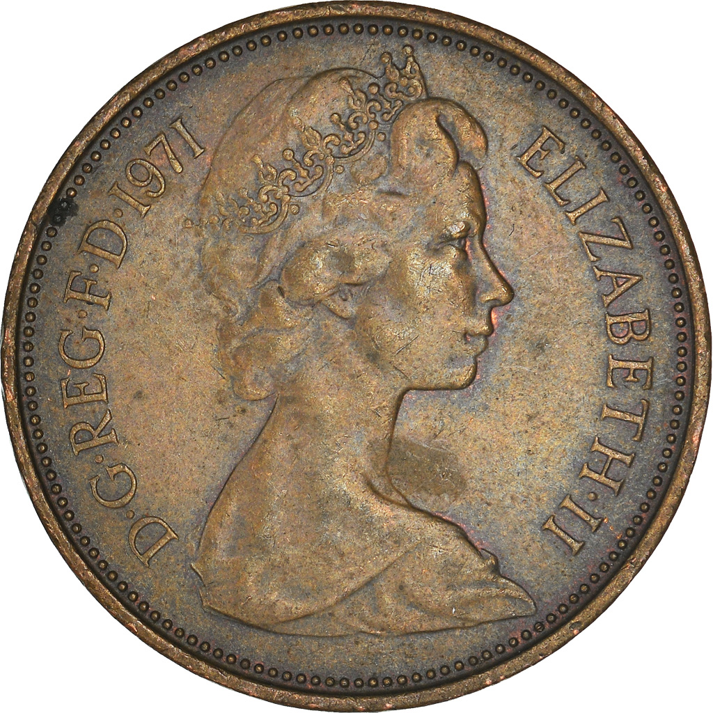 Moneda, Gran Bretaña, 2 New Pence, 1971
