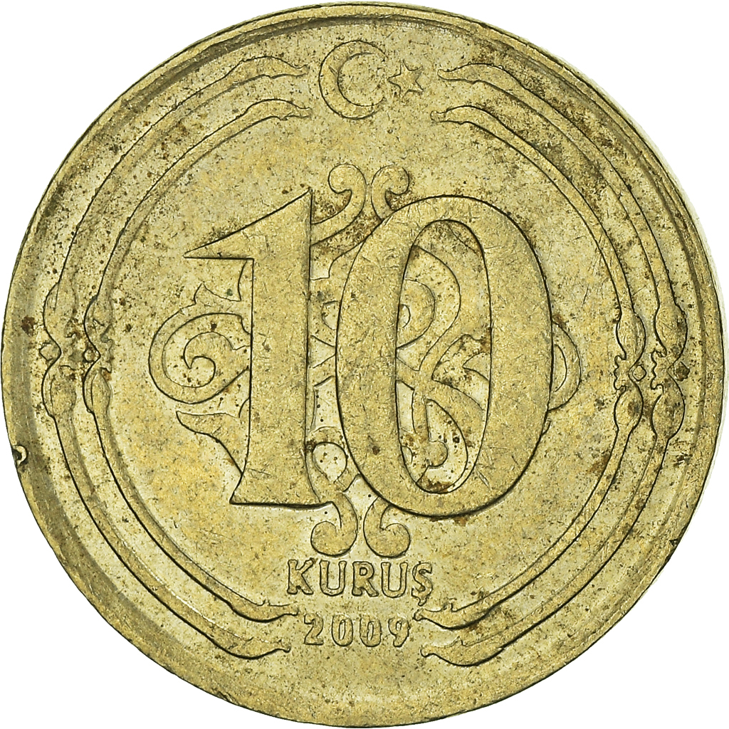 Moneda, Turquía, 10 Kurus, 2009