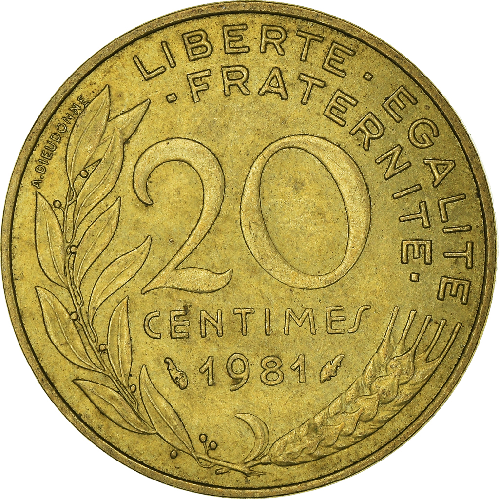 Moneda, Francia, 20 Centimes, 1981