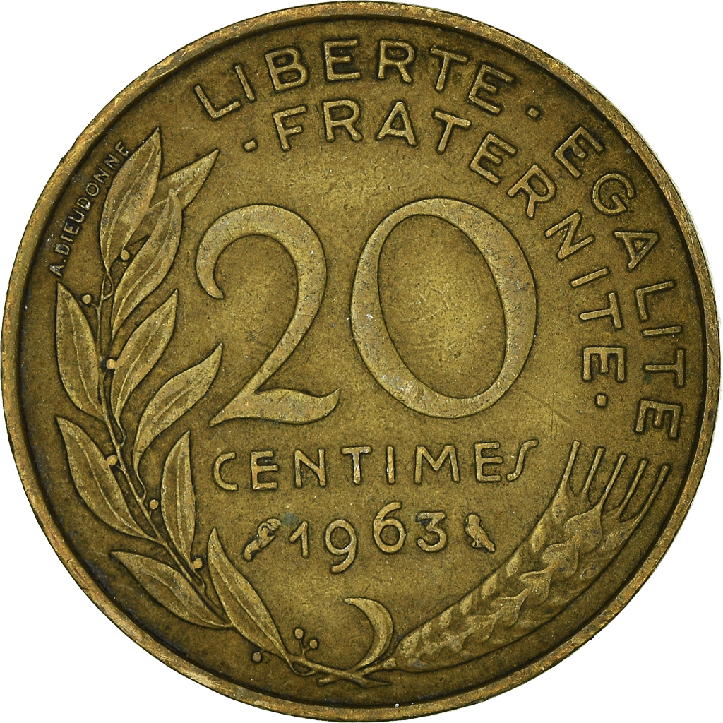 Moneda, Francia, 20 Centimes, 1963