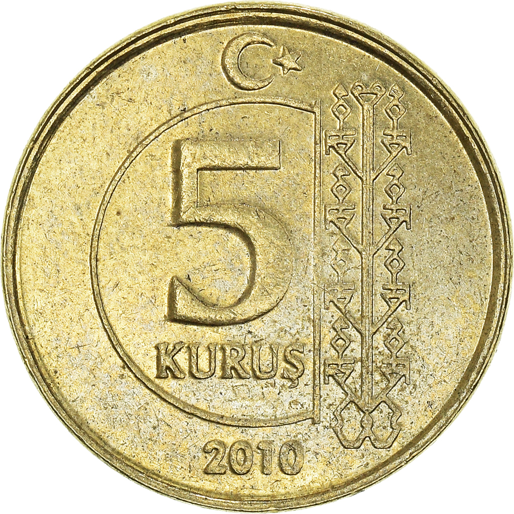 Moneda, Turquía, 5 Kurus, 2010