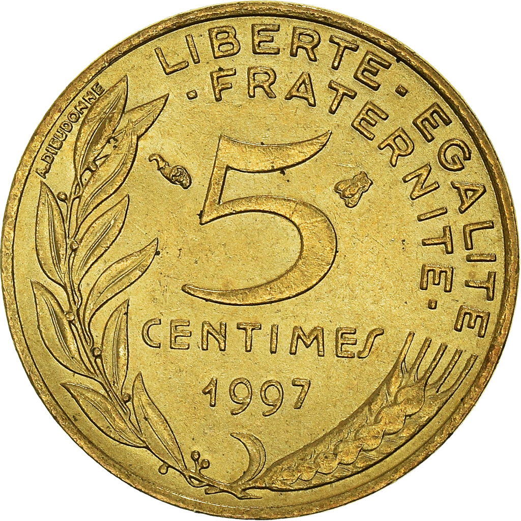 Moneda, Francia, 5 Centimes, 1997