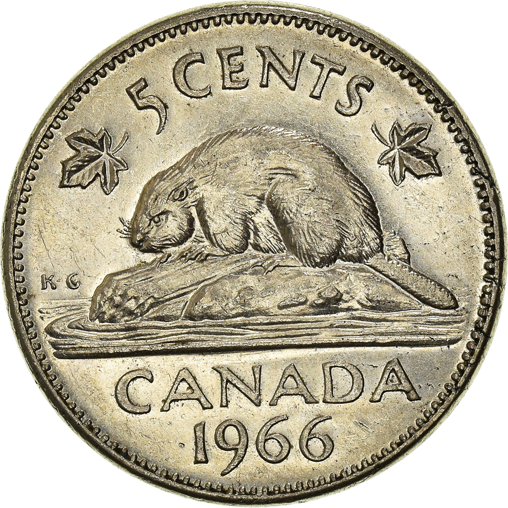 Moneda, Canadá, 5 Cents, 1966