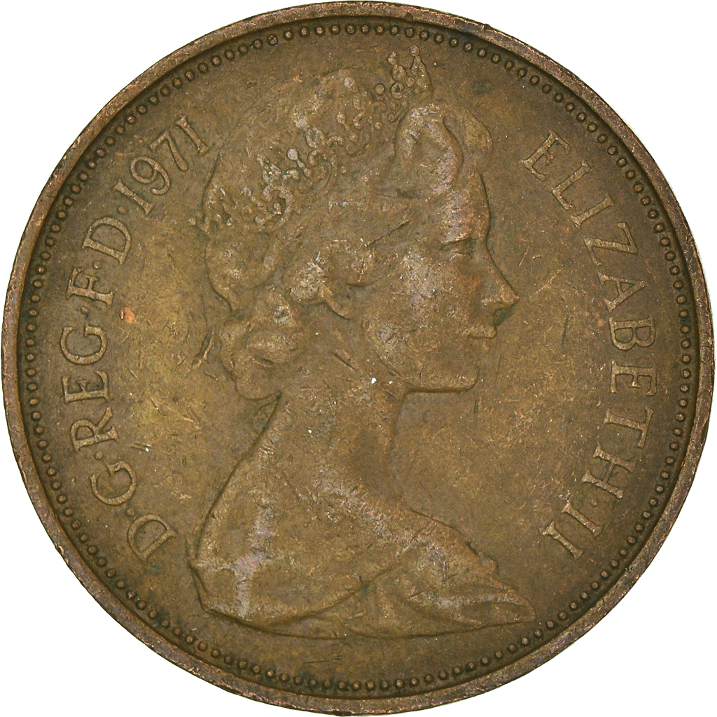 Moneda, Gran Bretaña, 2 New Pence, 1971