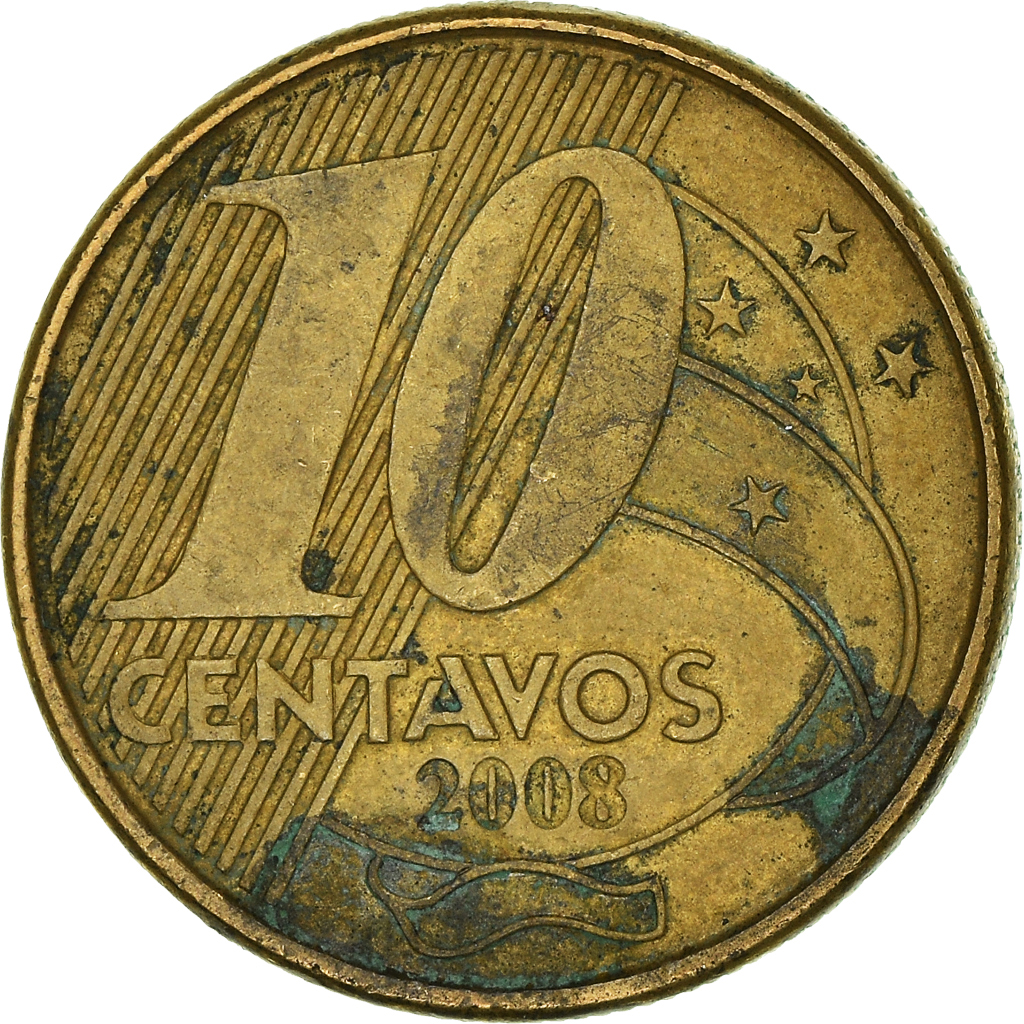 Moneda, Brasil, 10 Centavos, 2008
