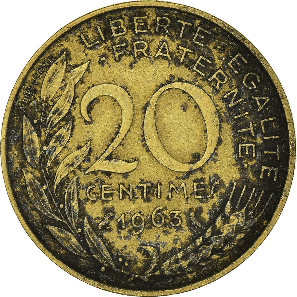 Moneda, Francia, 20 Centimes, 1963