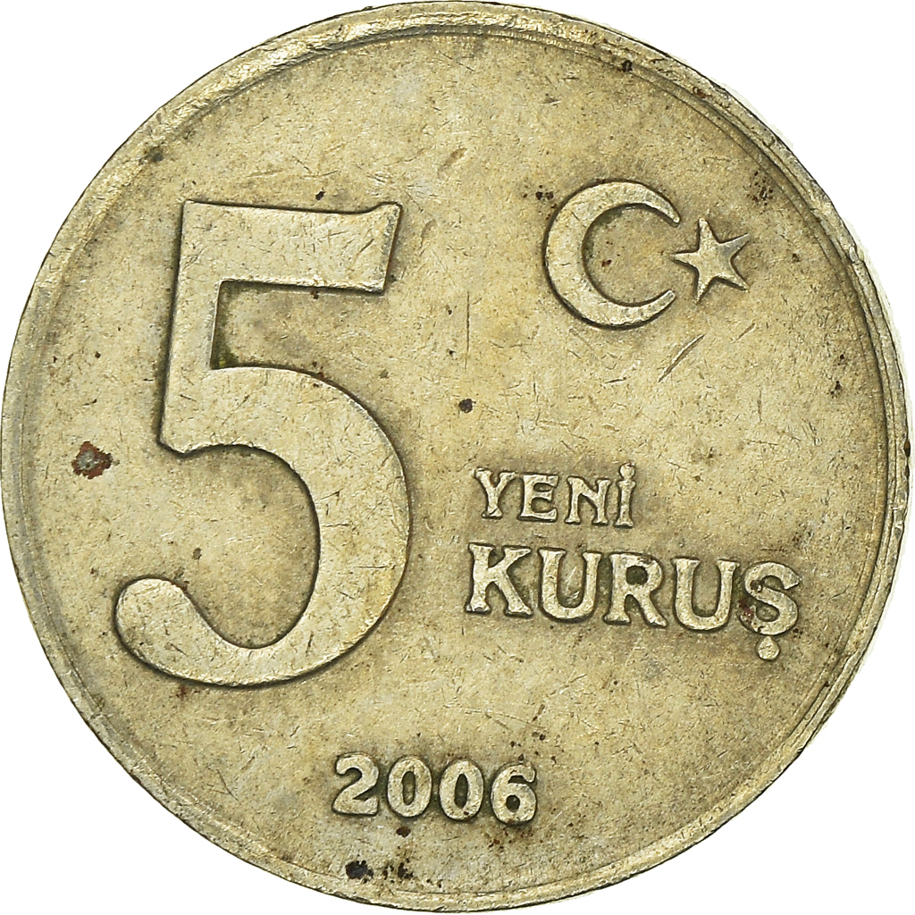 Moneda, Turquía, 5 New Kurus, 2006