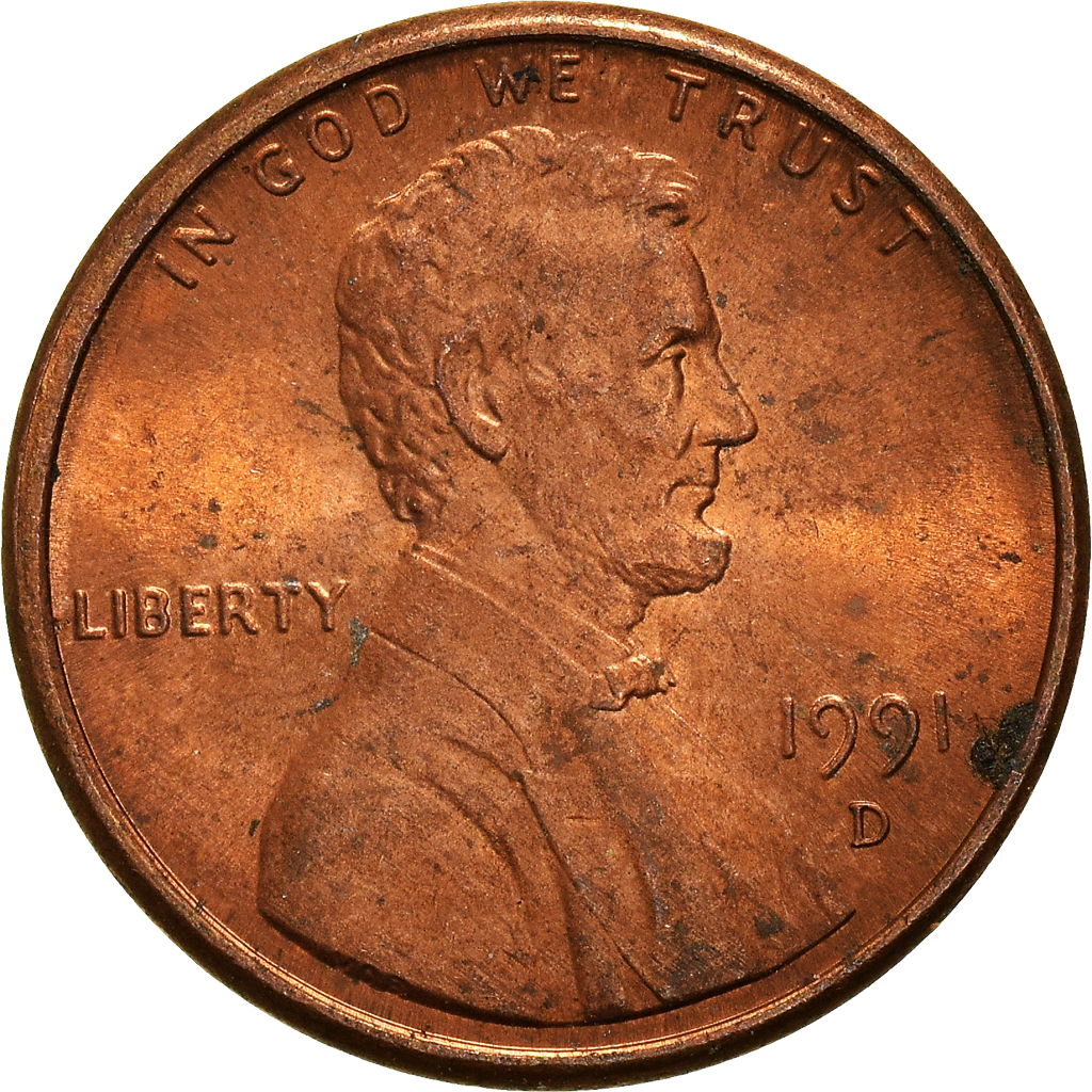 Moneda, Estados Unidos, Cent, 1991