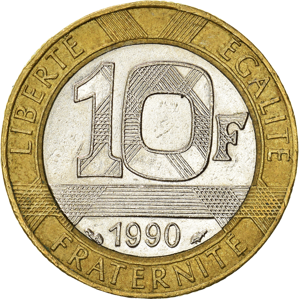 Moneda, Francia, 10 Francs, 1990