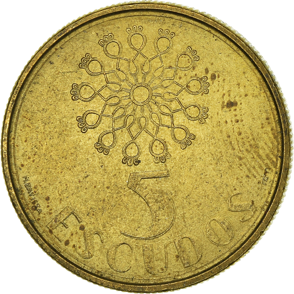 Moneda, Portugal, 5 Escudos, 1988