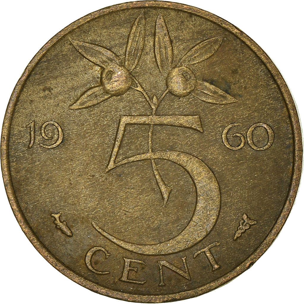 Moneda, Países Bajos, 5 Cents, 1960
