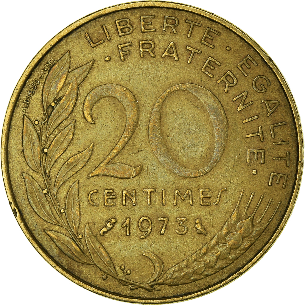 Moneda, Francia, 20 Centimes, 1973