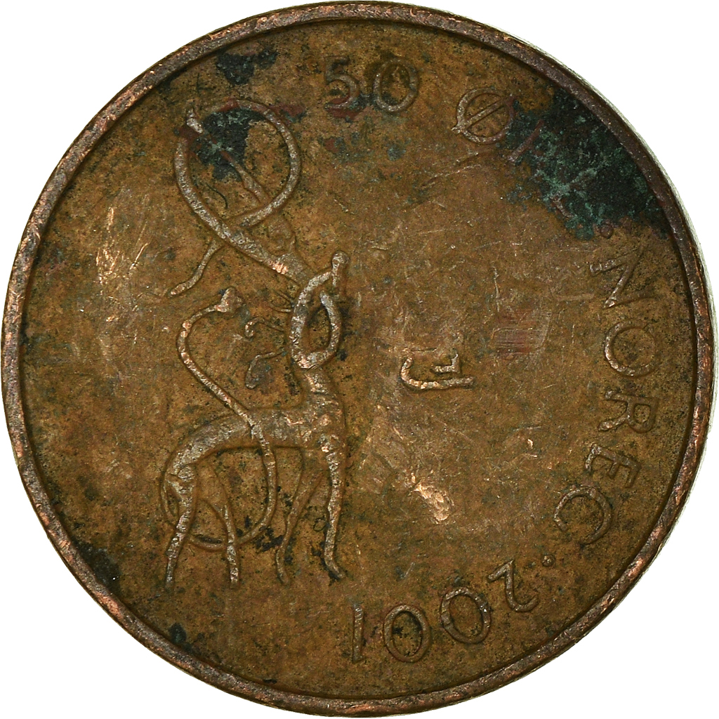 Moneda, Noruega, 50 Öre, 2001