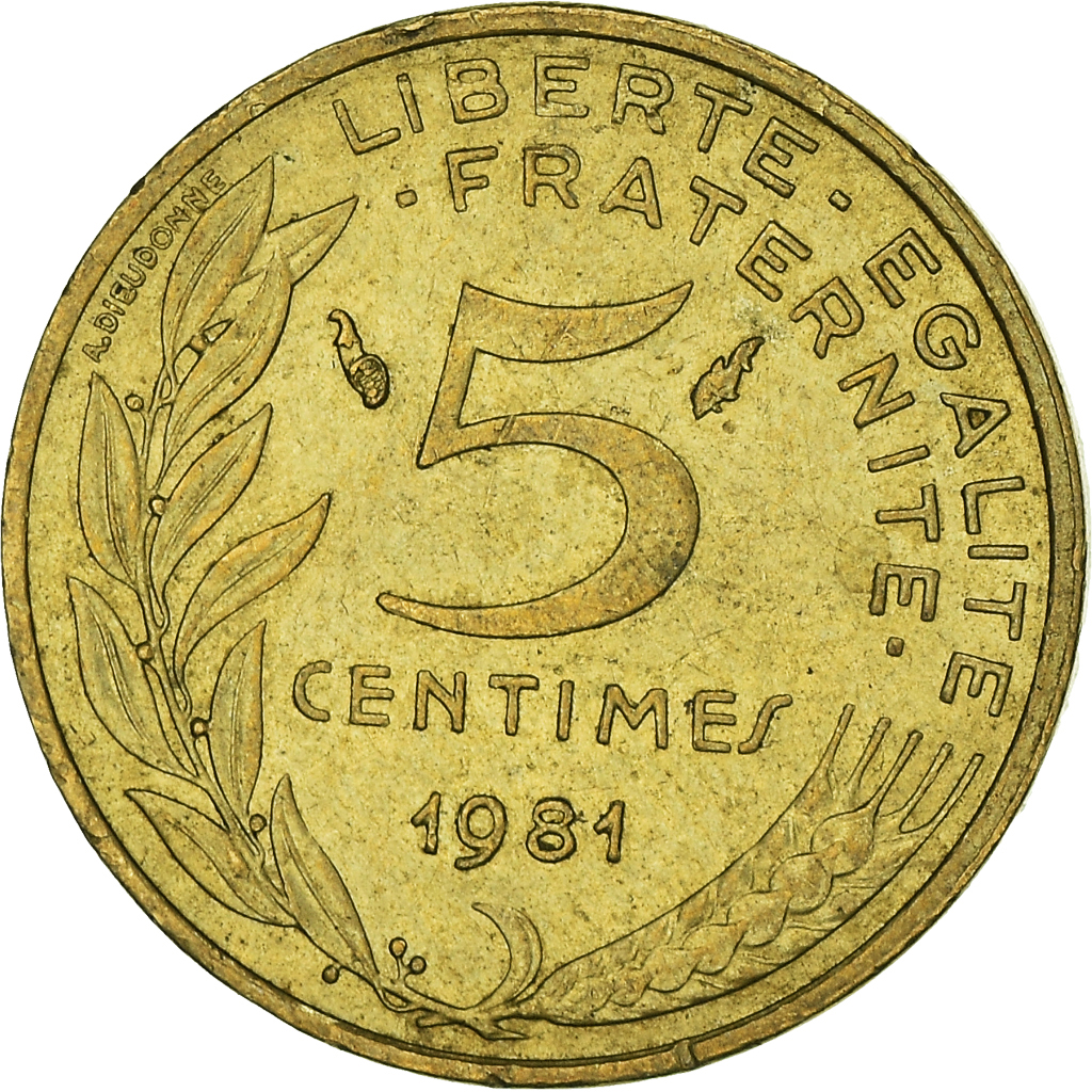 Moneda, Francia, 5 Centimes, 1981