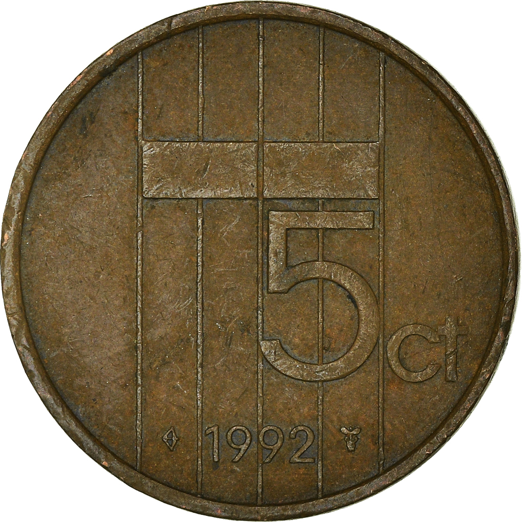 Moneda, Países Bajos, 5 Cents, 1992
