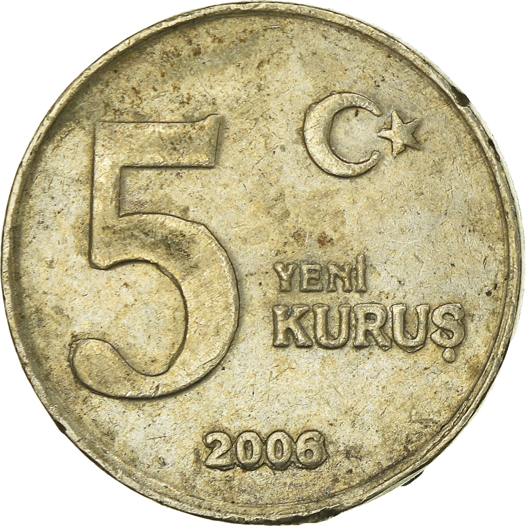 Moneda, Turquía, 5 New Kurus, 2006