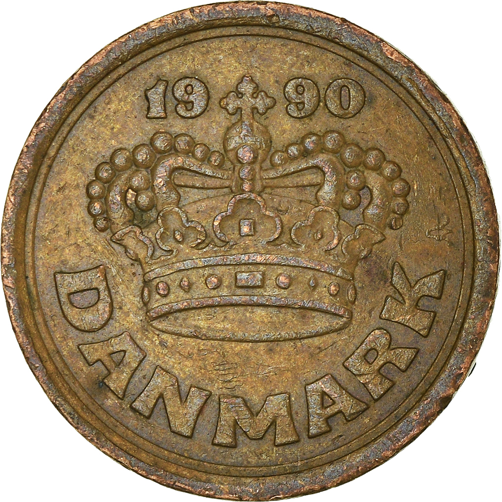 Moneda, Dinamarca, 25 Öre, 1990