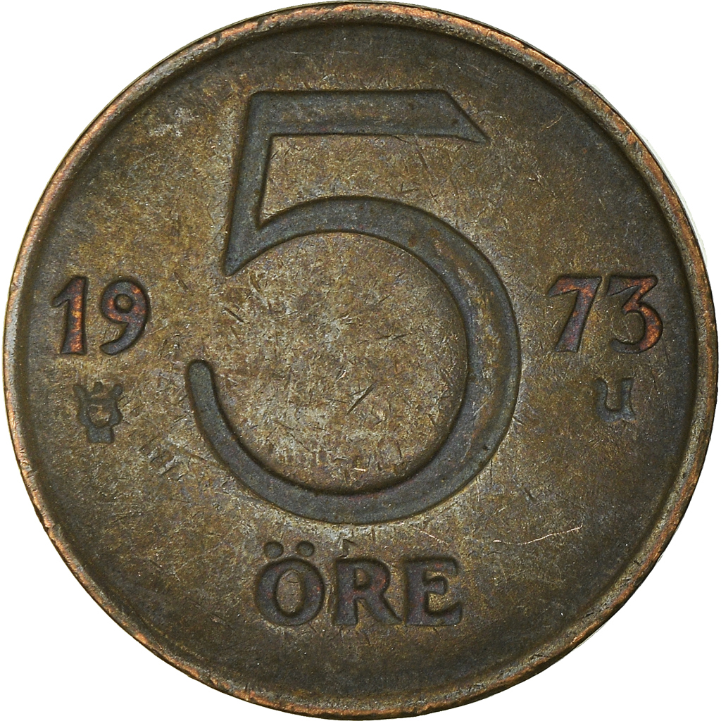 Moneda, Suecia, 5 Öre, 1973