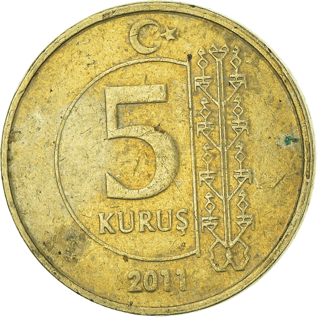 Moneda, Turquía, 5 Kurus, 2011