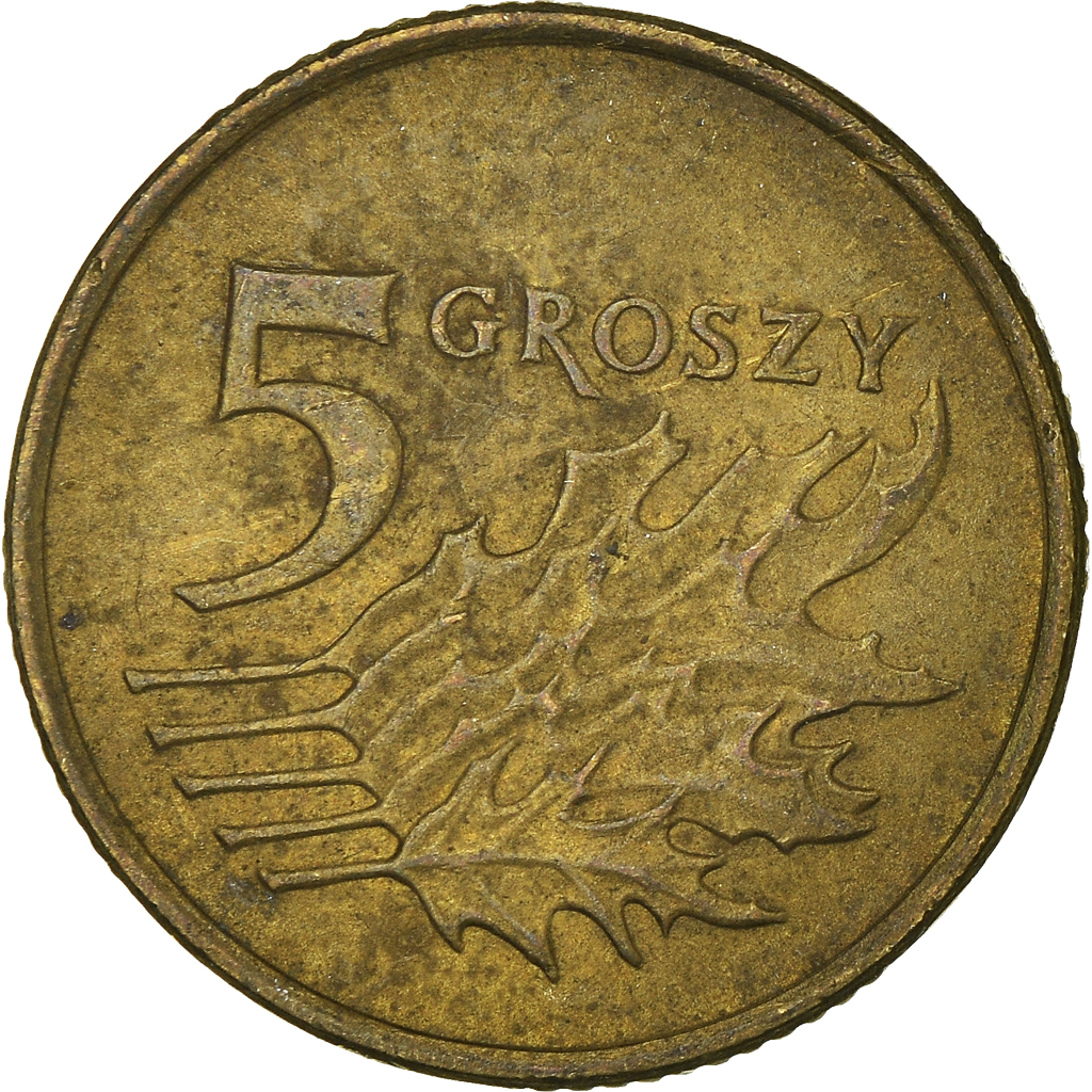 Moneda, Polonia, 5 Groszy, 1998