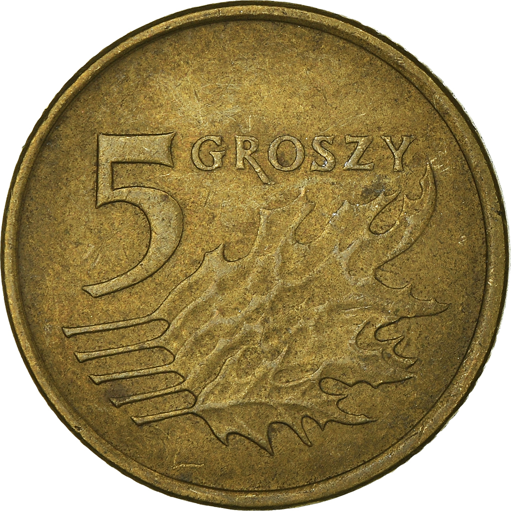 Moneda, Polonia, 5 Groszy, 2007