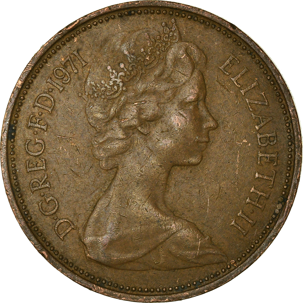 Moneda, Gran Bretaña, 2 New Pence, 1971