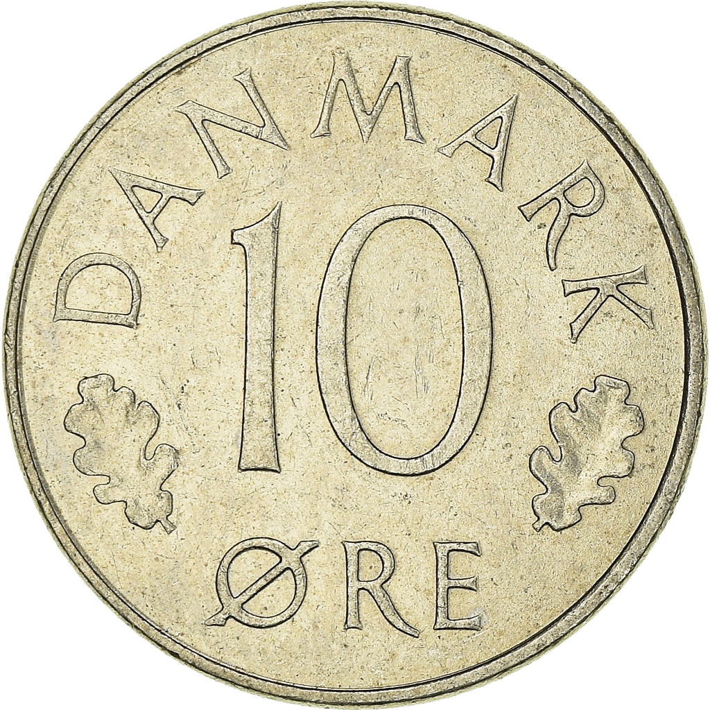 Moneda, Dinamarca, 10 Öre, 1973
