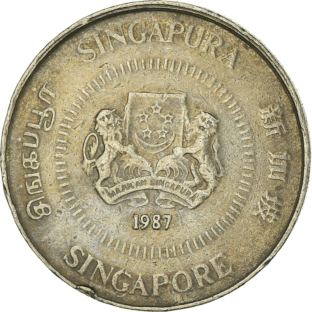 Moneda, Singapur, 10 Cents, 1987