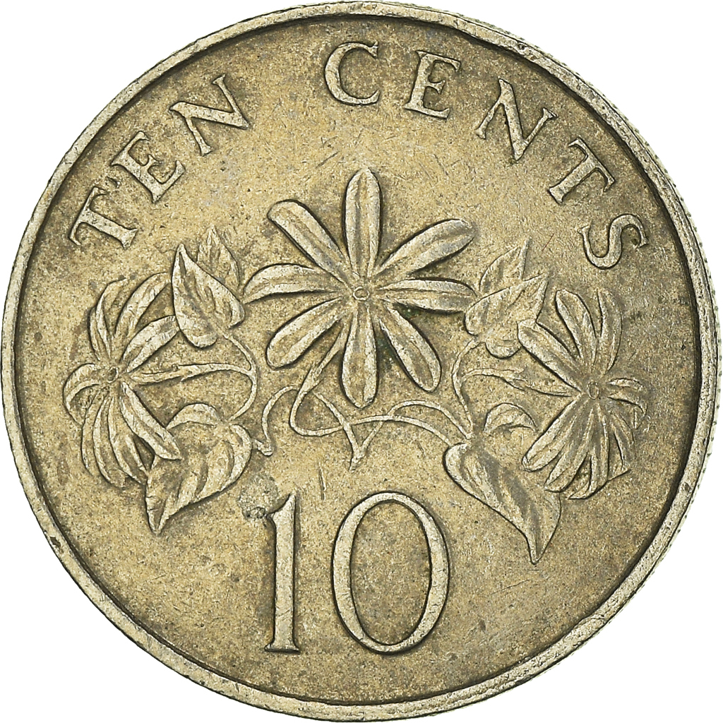 Moneda, Singapur, 10 Cents, 1987