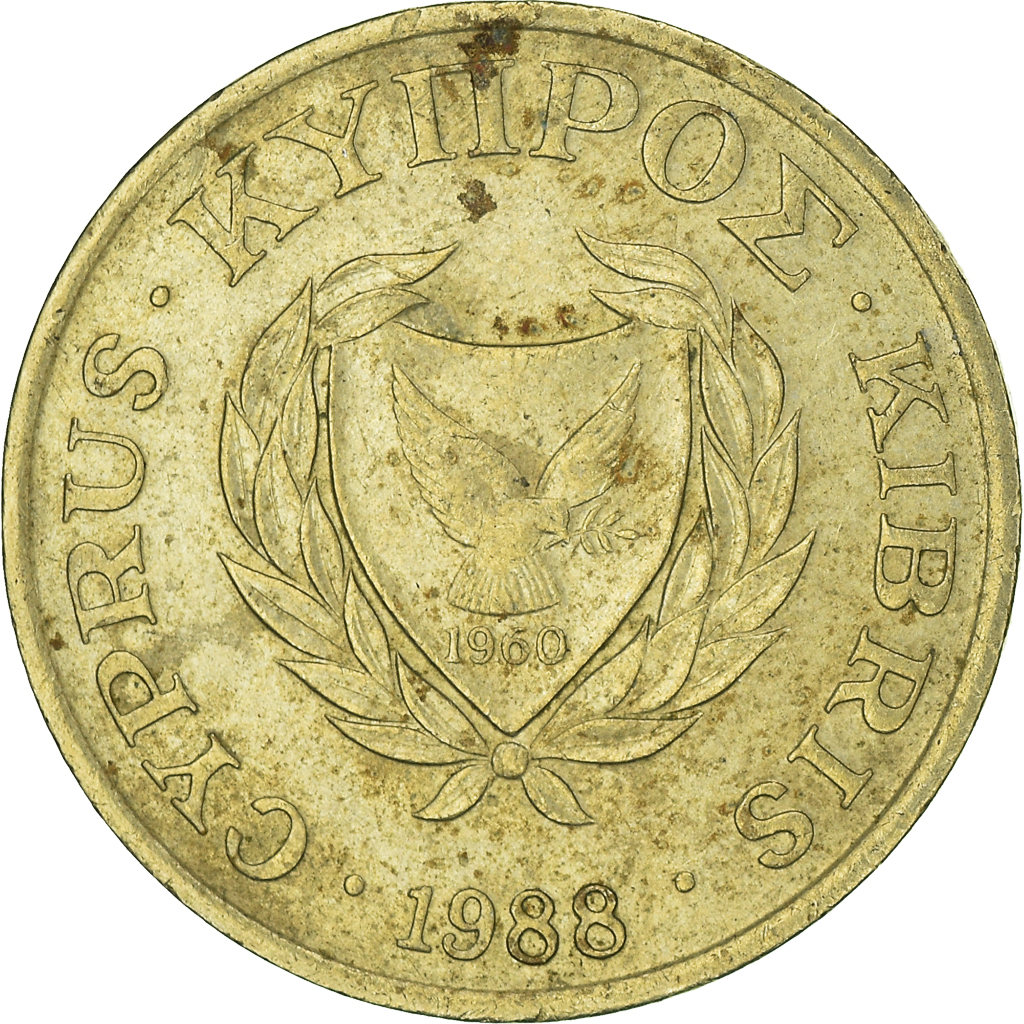 Moneda, Chipre, 5 Cents, 1988
