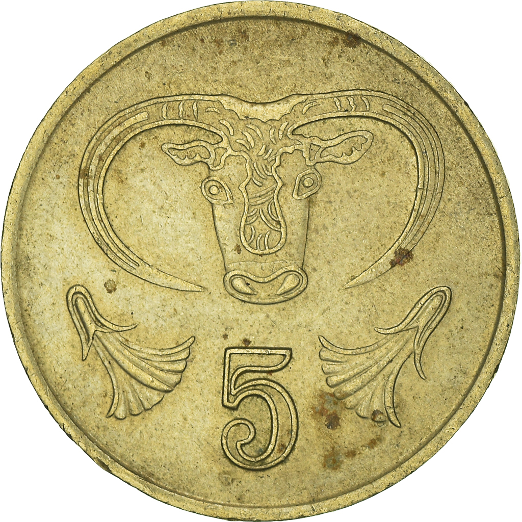 Moneda, Chipre, 5 Cents, 1988