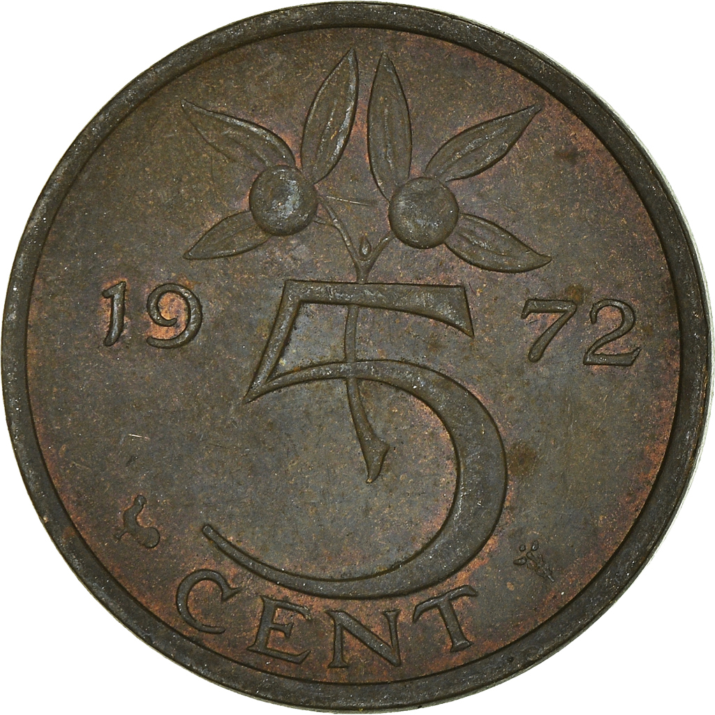 Moneda, Países Bajos, 5 Cents, 1972