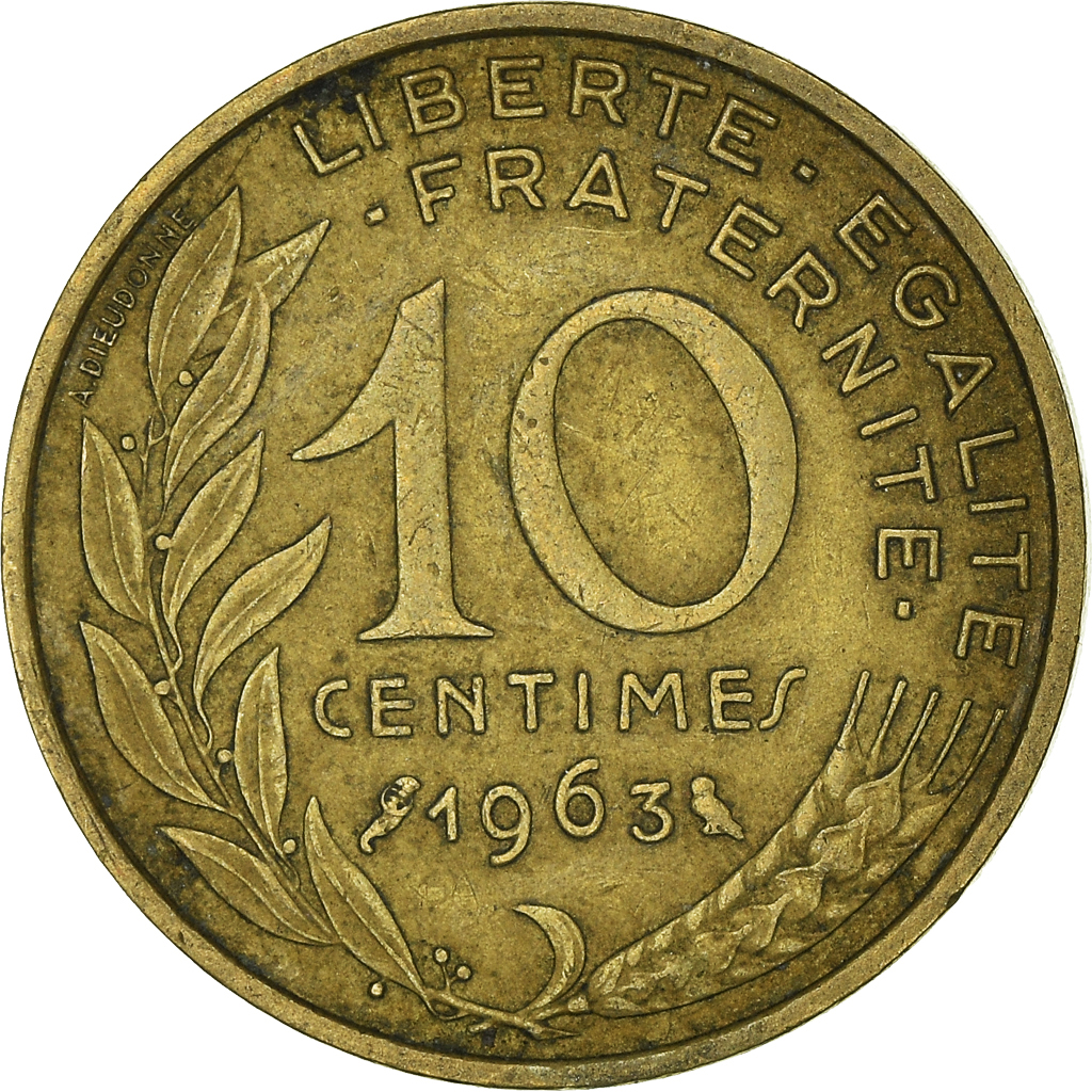 Moneda, Francia, 10 Centimes, 1963