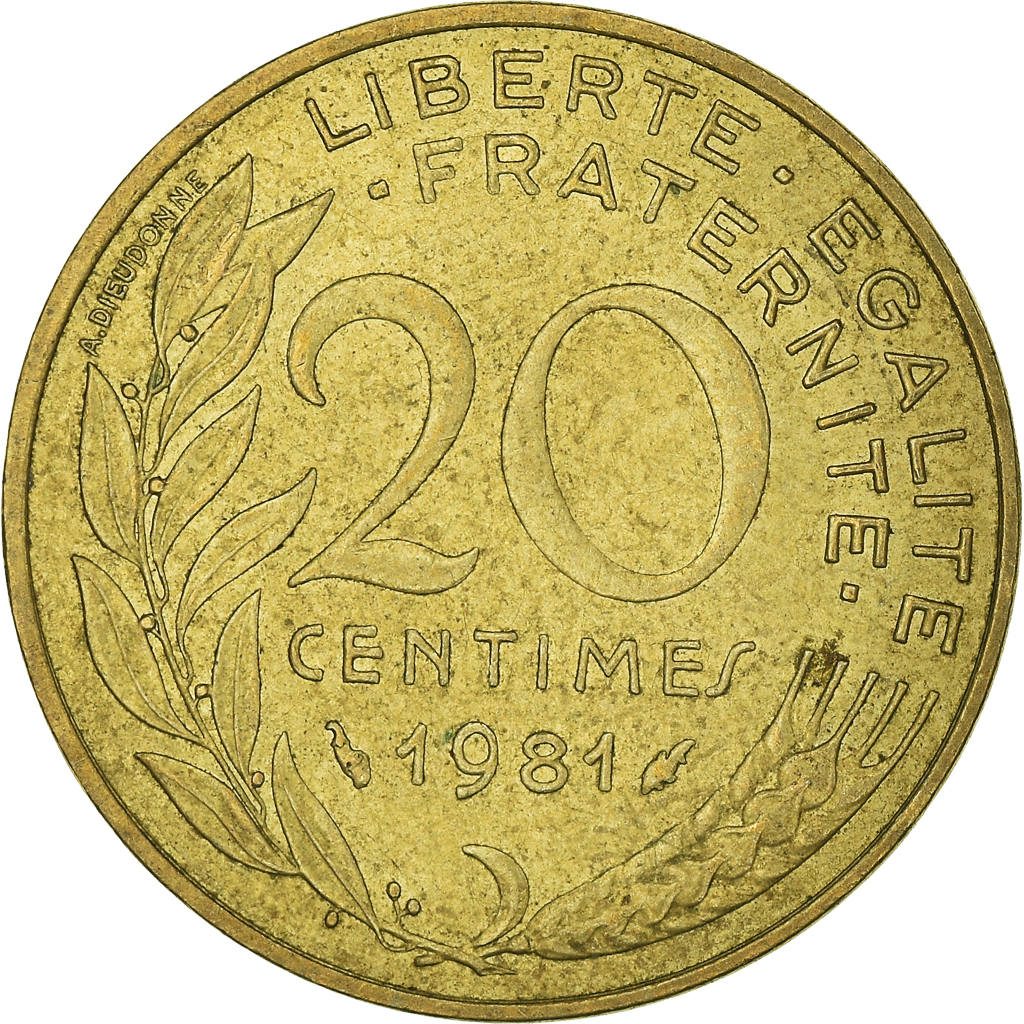 Moneda, Francia, 20 Centimes, 1981