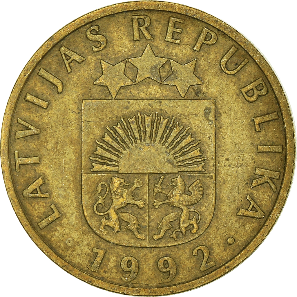 Moneda, Letonia, 10 Santimu, 1992