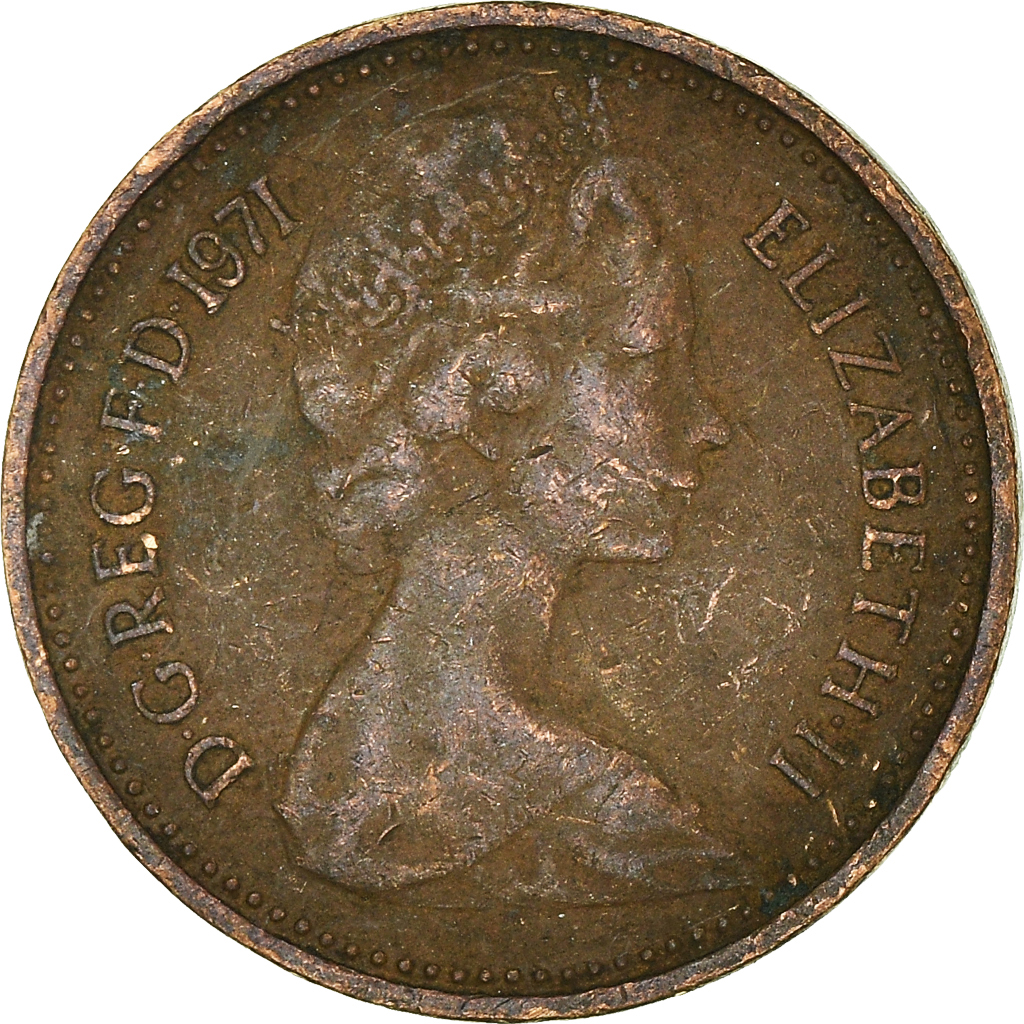 Moneda, Gran Bretaña, 1/2 New Penny, 1971