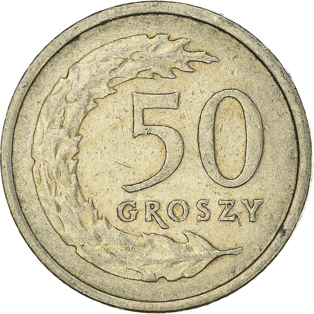 Moneda, Polonia, 50 Groszy, 1991