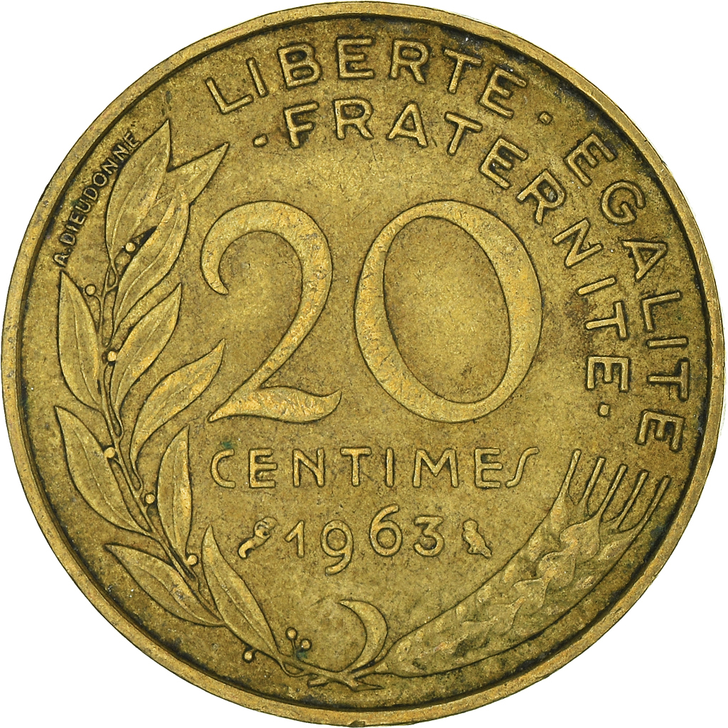 Moneda, Francia, 20 Centimes, 1963
