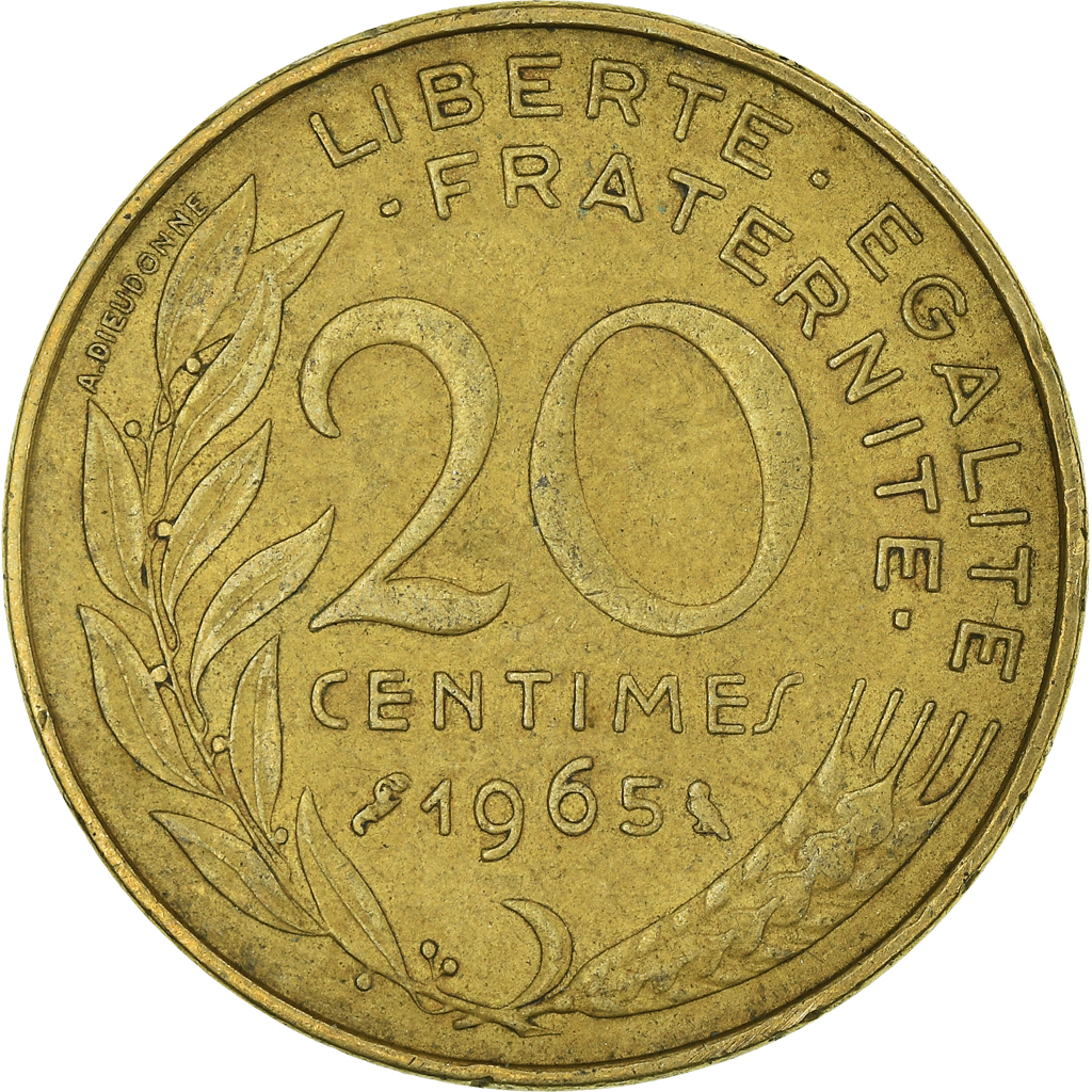 Moneda, Francia, 20 Centimes, 1965